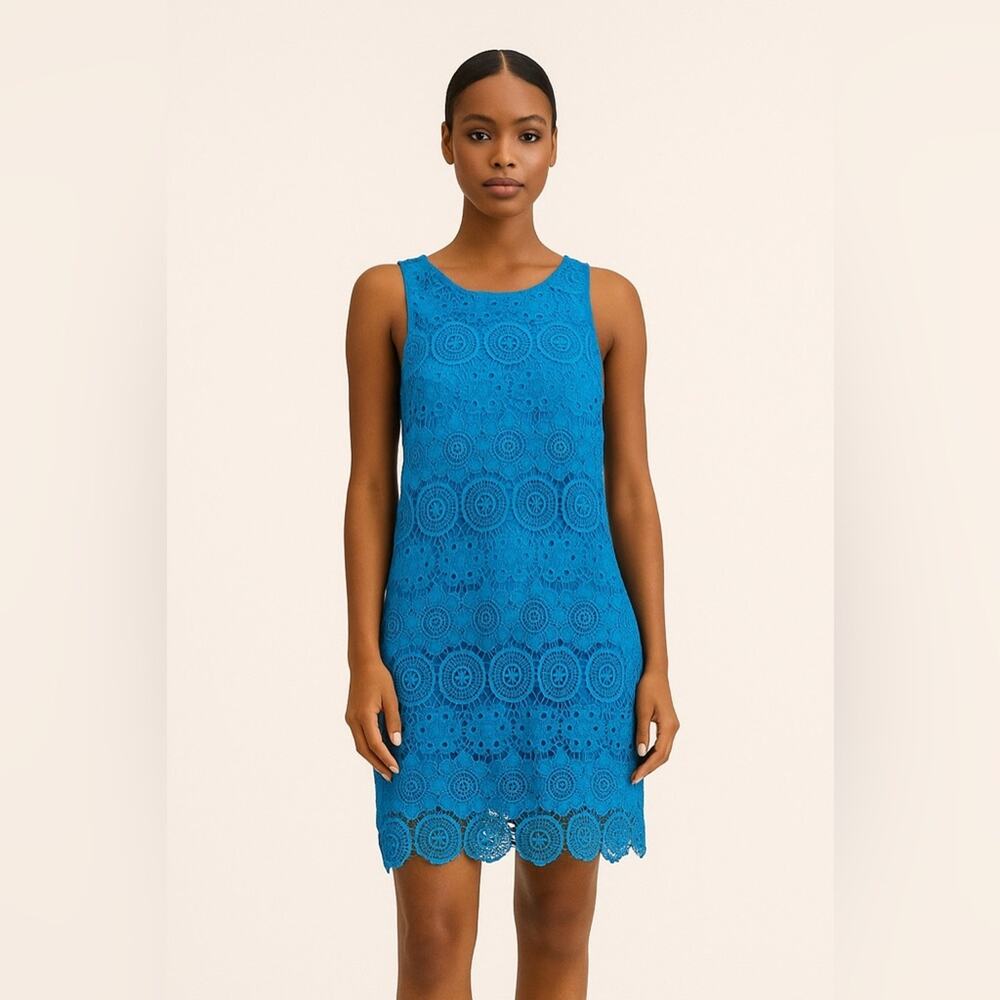 Madison Marcus Blue Lace Crochet Dress